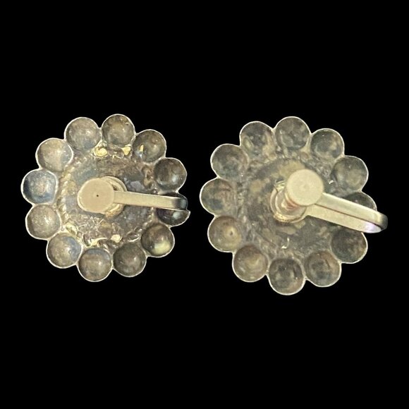 Vintage Earrings Plastic Celluloid or Casein Turquoise Sterling Silver Vintage S - Picture 3 of 3